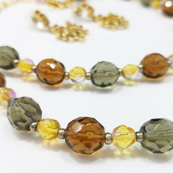 Joan Rivers Yellow Topaz Green Glass Bead Necklace & Post Drop Earrings, 1990s - Picture 5 of 10